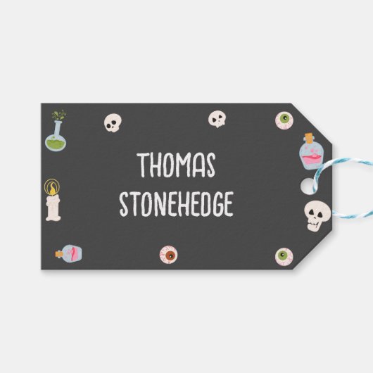 Spooky Halloween verjaardagsfeestje Cadeaulabel (Voorkant (Horizontaal))