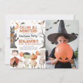 Spooky Halloween verjaardagsfeestje foto uitnodigi Kaart (Voorkant)