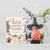 Spooky Halloween verjaardagsfeestje foto uitnodigi Kaart (Staand voorkant)