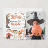 Spooky Halloween verjaardagsfeestje foto uitnodigi Kaart (Voorkant)