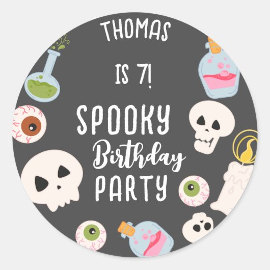 Spooky Halloween verjaardagsfeestje Ronde Sticker (Voorkant)