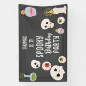 Spooky Halloween verjaardagsfeestje Spandoek (Verticaal)