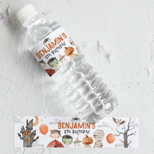 Spooky Halloween verjaardagsfeestje water fles lab Waterfles Etiket
