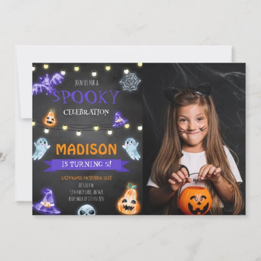 Spooky Halloween Verjaardagsfoto Kaart (Voorkant)