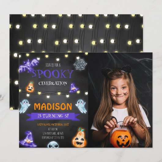 Spooky Halloween Verjaardagsfoto Kaart (Voorkant / Achterkant)