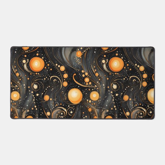 Spooky Halloween vibe abstract sinaasappel en zwar Bureaumat (Voorkant)