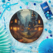 Spooky Halloween Village met Scare Crow Papieren Bordje (Feest)