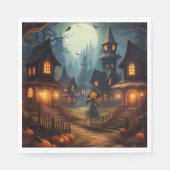 Spooky Halloween Village met Scare Crow Servet (Voorkant)