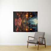 Spooky Halloween Village met Scare Crow Wandkleed (In Situ (horizontaal))