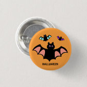Spooky Halloween vleermuizen op Sinaasappel Ronde Button 3,2 Cm (Voorkant /achterkant)