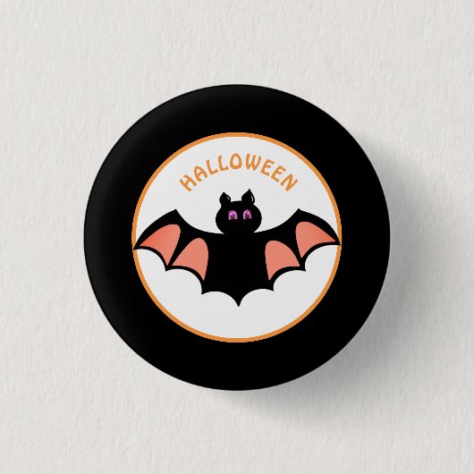 Spooky Halloween vleermuizen op zwart en wit Ronde Button 3,2 Cm (Voorkant)