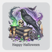 Spooky Halloween vogel aanpasbaar Vierkante Sticker (Voorkant)