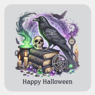 Spooky Halloween vogel aanpasbaar Vierkante Sticker