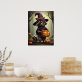 Spooky Halloween Wasbeer Illustratie Poster (Keuken)