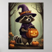 Spooky Halloween Wasbeer Illustratie Poster (Voorkant)