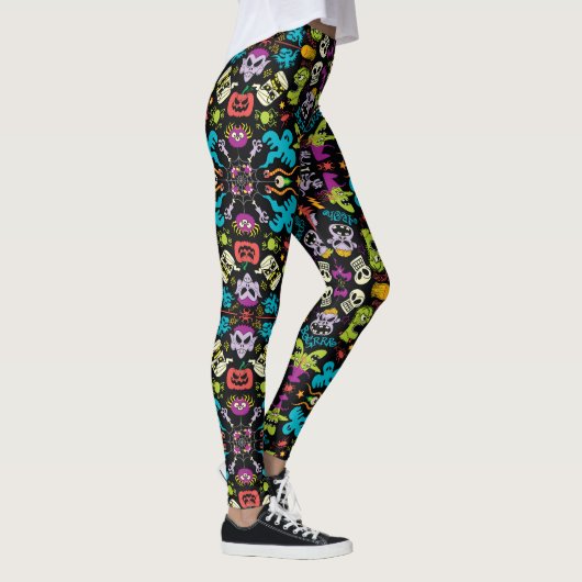 Spooky Halloween-wezens met een koel patroonontwer Leggings (Rechts)