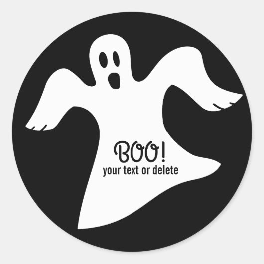 Spooky Halloween White Ghost Gezegde BOO! Ronde Sticker (Voorkant)