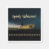 Spooky Halloween Witch Castle Bats Skulls Servet (Voorkant)