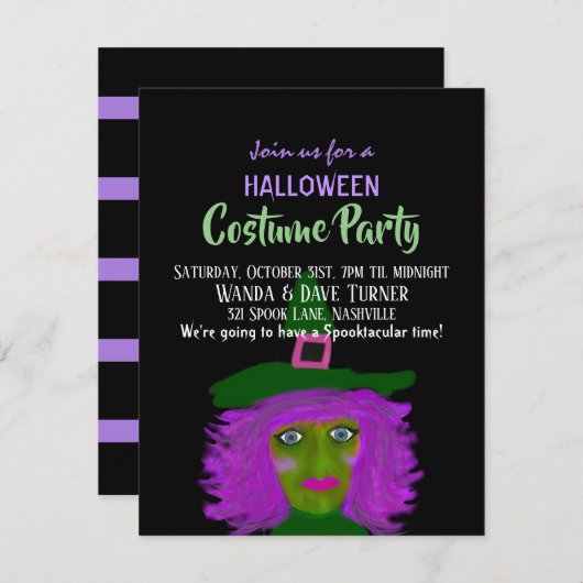 Spooky Halloween Witch Costume Party Kaart (Voorkant / Achterkant)