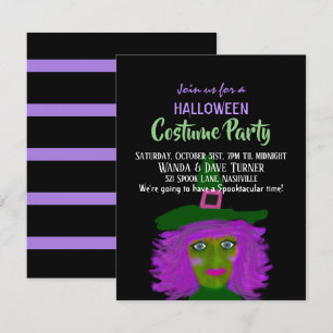 Spooky Halloween Witch Costume Party Kaart