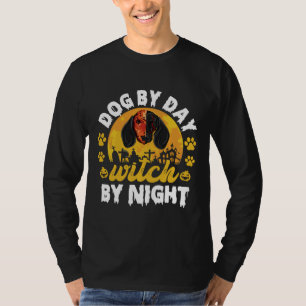 Spooky Halloween Witch Dachshund Sause Dog mam H T-shirt