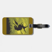 Spooky Halloween Witch Flying on Broomstick Bagagelabel (Achterkant horizontaal)