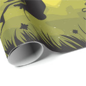 Spooky Halloween Witch Flying on Broomstick Cadeaupapier (Rol Hoek)