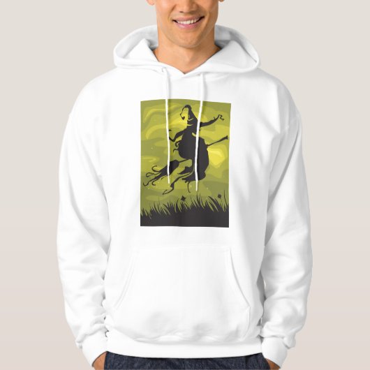 Spooky Halloween Witch Flying on Broomstick Hoodie (Voorkant)