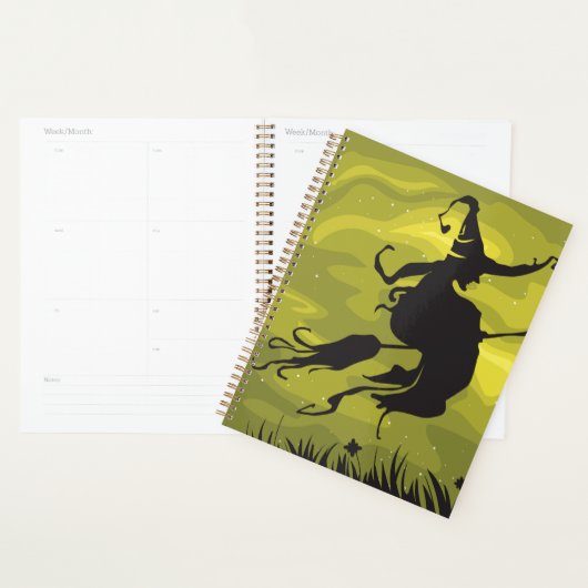 Spooky Halloween Witch Flying on Broomstick Planner (Display)