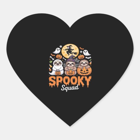 Spooky Halloween Witch Funny Horror Sloths Essenti Hart Sticker (Voorkant)