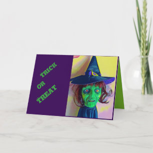 Spooky Halloween Witch Funny Phrase Colorful Kaart