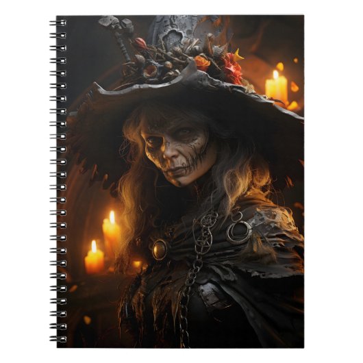 Spooky Halloween Witch Geweldige Cool Portrait Notitieboek (Voorkant)
