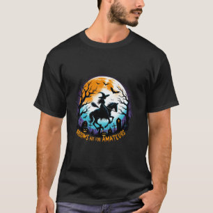 Spooky Halloween Witch Horse Riding Brooms zijn vo T-shirt