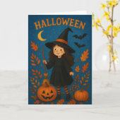 Spooky Halloween Witch Kaart (Gele Bloem)