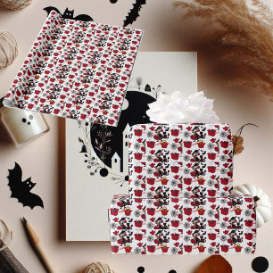 Spooky Halloween Witch Party Cat Ghost Spider Web Cadeaupapier