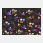 Spooky Halloween Witch Pattern Wrapping Inpakpapier Vel (Voorkant 3)