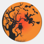 Spooky Halloween Witch Ronde Sticker (Voorkant)