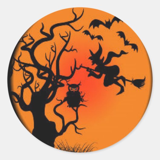 Spooky Halloween Witch Ronde Sticker (Voorkant)