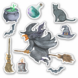 Spooky Halloween Witch Sticker