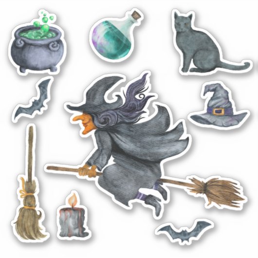 Spooky Halloween Witch Sticker (Voorkant)