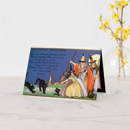 spooky Halloween  witjes toevoegen tekst Kaart (Gele Bloem)