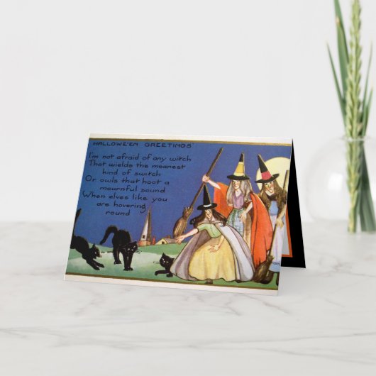 spooky Halloween  witjes toevoegen tekst Kaart (Voorkant)