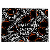 Spooky Halloween woordpartij betegeld patroon Groot Cadeauzakje (Achterkant)