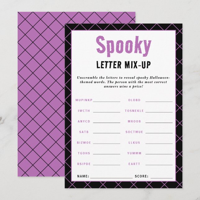 Spooky Halloween Word Games Word Scramble (Voorkant / Achterkant)