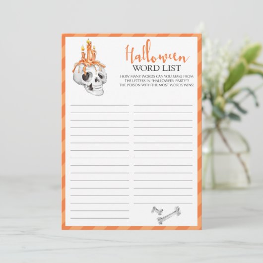 Spooky Halloween Word List Kaarten (Staand voorkant)