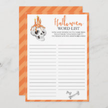 Spooky Halloween Word List Kaarten