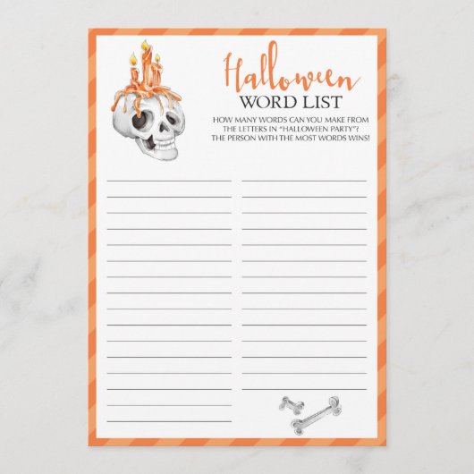 Spooky Halloween Word List Kaarten (Voorkant)