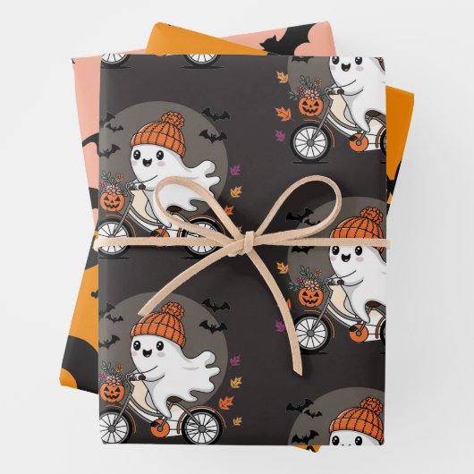 Spooky-Halloween Wrapping Paper Flat Sheet-3 sets (In situ)