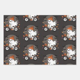 Spooky-Halloween Wrapping Paper Flat Sheet-3 sets