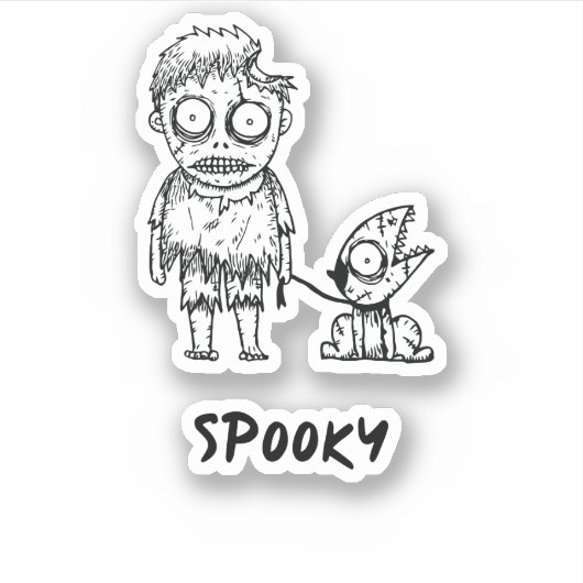 Spooky Halloween Zombie Sticker (Voorkant)